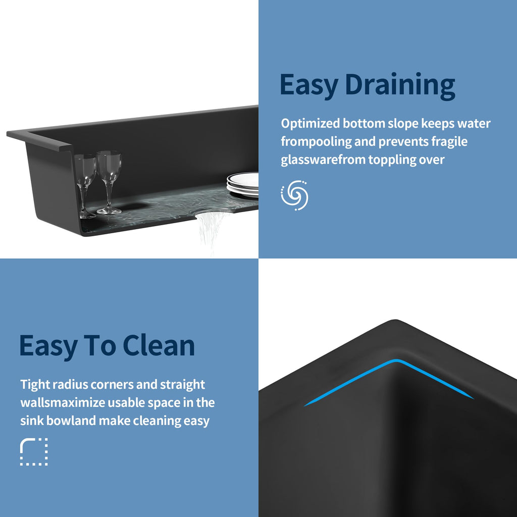Black Farmhouse Sink, 32 Inch Granite Composite Sink