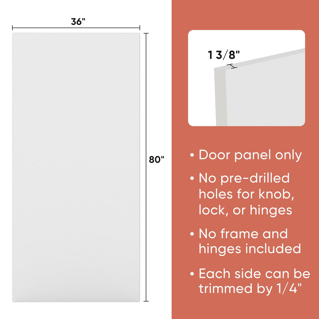 36x80 in Modern Flush Smooth White Primed Interior Door Panel