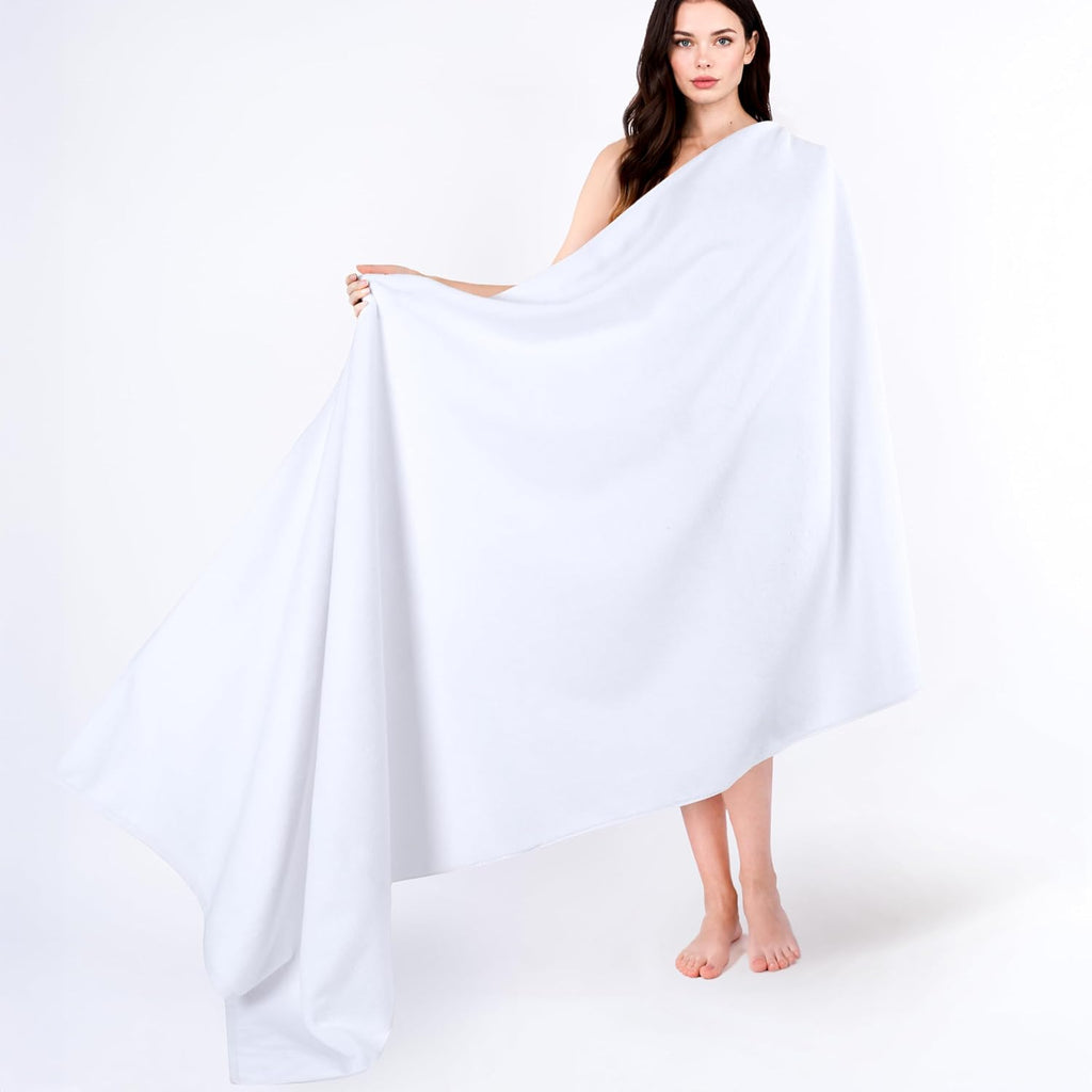 100% Cotton Turkish Towel, Soft Absorbent Quick Dry, 40x80 Oversized Bath Sheet Towel, Snow White