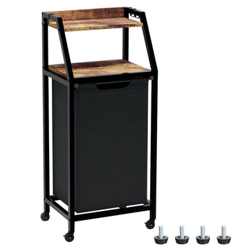 Laundry Hamper, Laundry Sorter, Rolling Laundry Basket with Wheels, 2 Shelves, 18 Gal(68L), Pull-Out and Removable