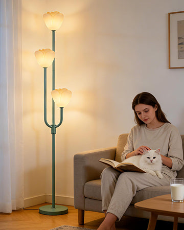 66IN Flower Floor Lamp 3-Lights Vintage Floor Lamps with Bulbs Included for Wedding Party Modern Dimmable Green