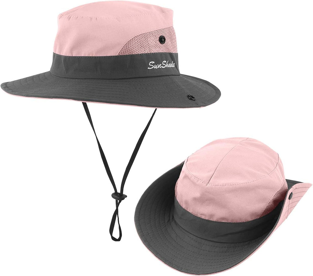 Kids UV Sun Hat with Ponytail Hole UPF 50 Bucket Cap for Girls Summer Beach & Fishing