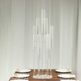 Clear 33 in Round 7 Arm Acrylic Cluster Taper Candle Holder Candelabra - Wedding Reception Party Dining Table Home