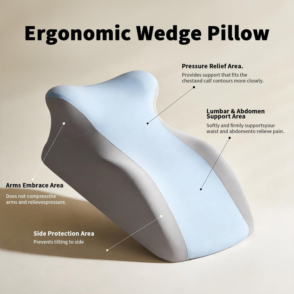 SmileQueen Memory Foam Wedge Pillow for Reading, Legs, Back Support | Purple Wedge Cushion for Bed Rest, TV, Reading