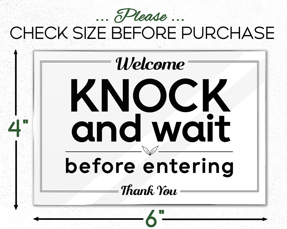 Essentials for Hosts - "Welcome, Please Knock and Wait Before Entering - Thank You!" - 4"x6" Acrylic Sign with