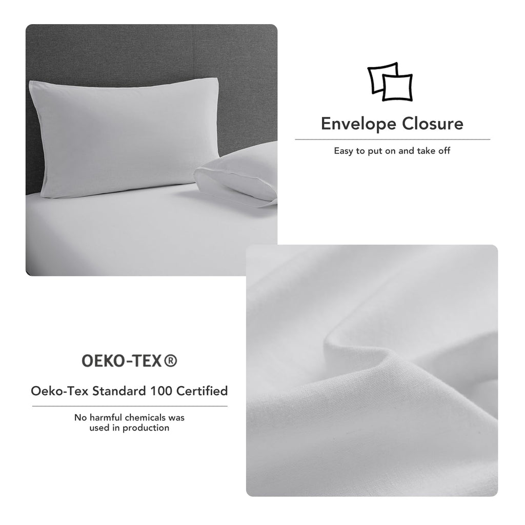 Linen Sheets Set Solid Color, Soft Breathable Sheets Set 4 PCs, Hypoallergenic French Linen Cotton Blend Bedding for