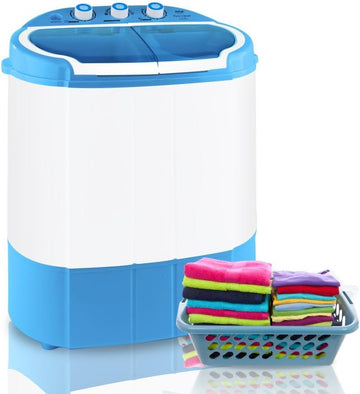 Upgraded Version Portable Washer & Spin Dryer, Mini Washing Machine, Twin Tubs, Spin Cycle w/Hose, 11lbs. Capacity, 110V