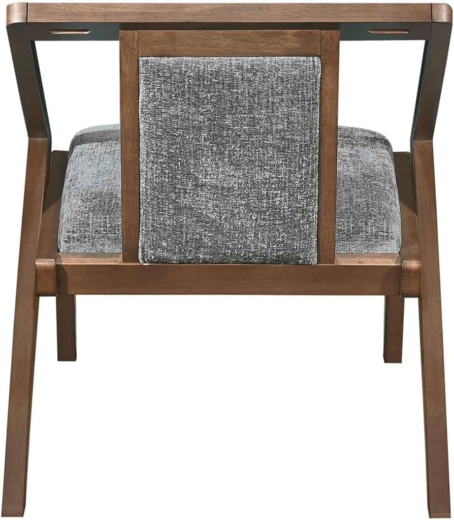 Mid-Century Modern Lounge Chair, Upholstered Velvet Living Room Reading Armchair with Solid Wood Frame, Steel-Grey
