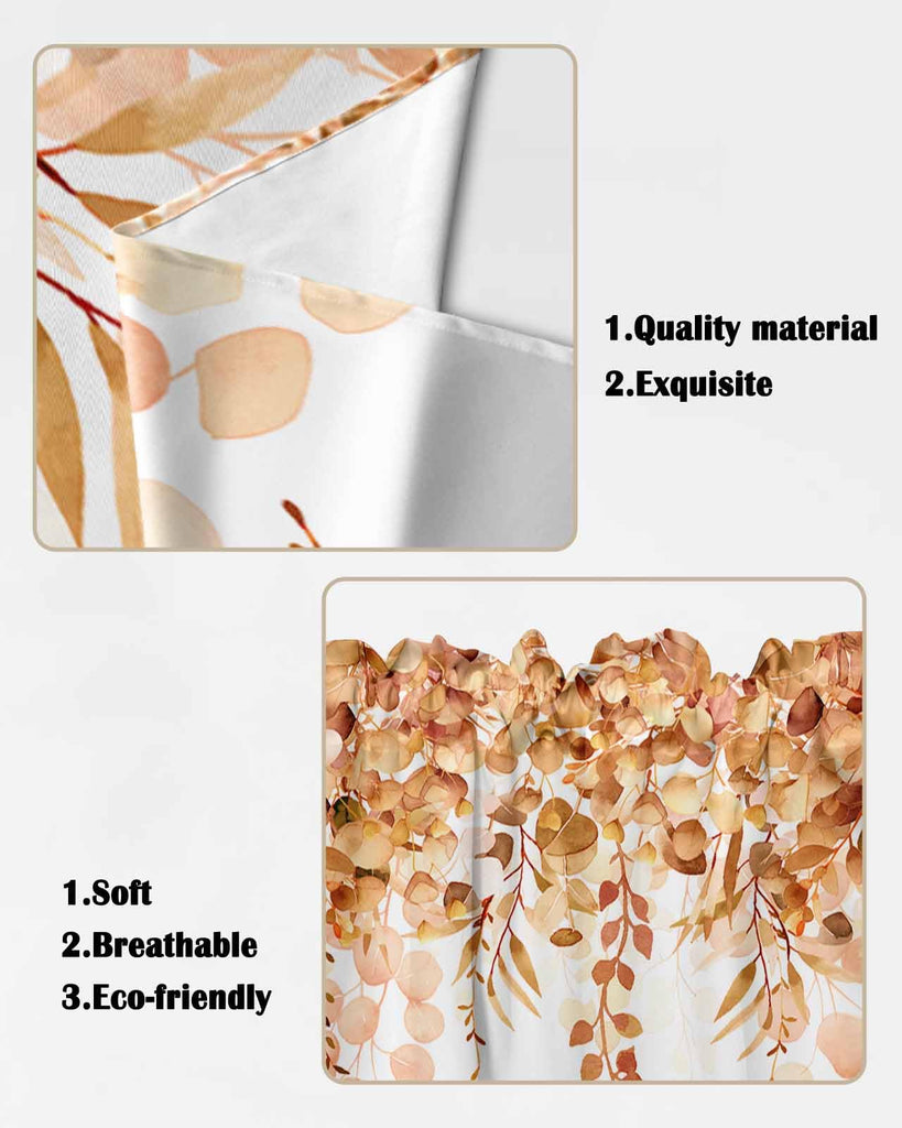 Swag Curtain Valances Orange Eucalyptus Short Swag Topper for Small Windows Watercolor Leaves Window Curtain Tiers