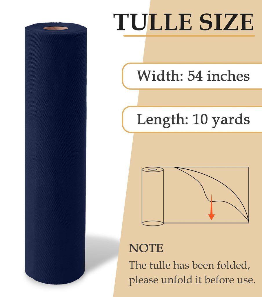 Navy Blue Tulle Fabric Roll 54" X 10 Yards