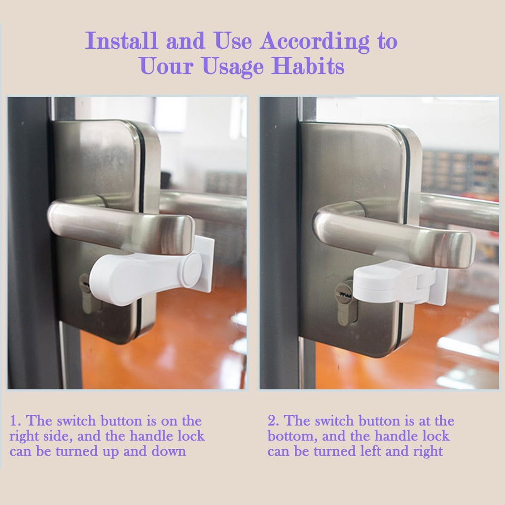 Child Proof Door Lever Locks (6 Pack) Baby Proofing Door Handle Locks with Adhesives, No Drilling Child Safety Door