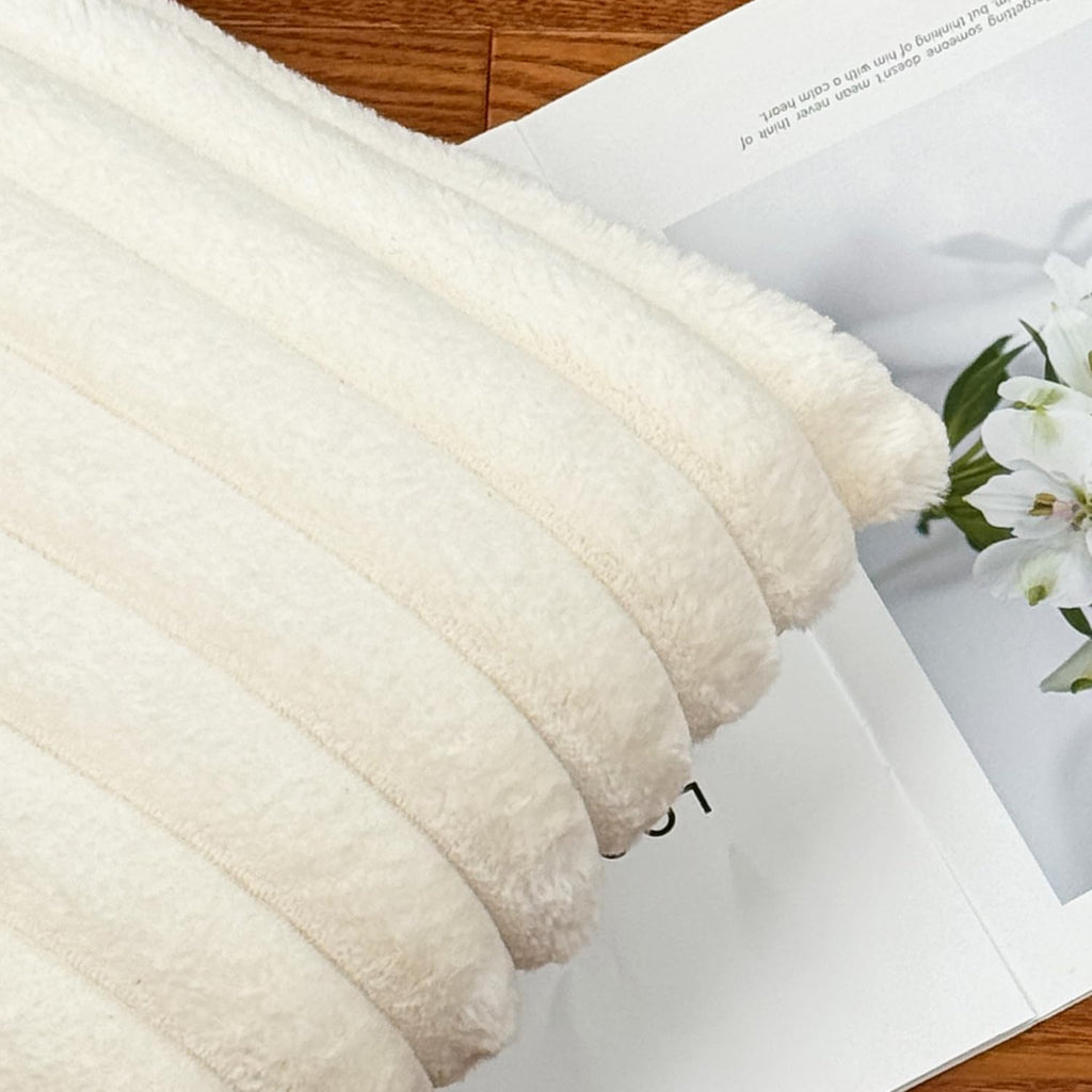 18x18 Throw Pillow Covers Set of 2, Decorative Faux Fur Covers, Neutral Home Décor Accent