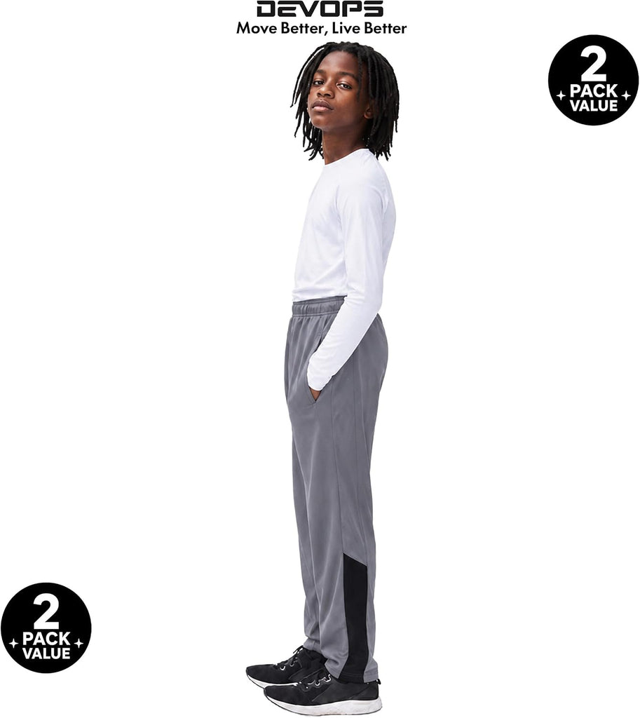 2 Pack Boys Athletic Pants Lightweight Active Track Pants with Pockets