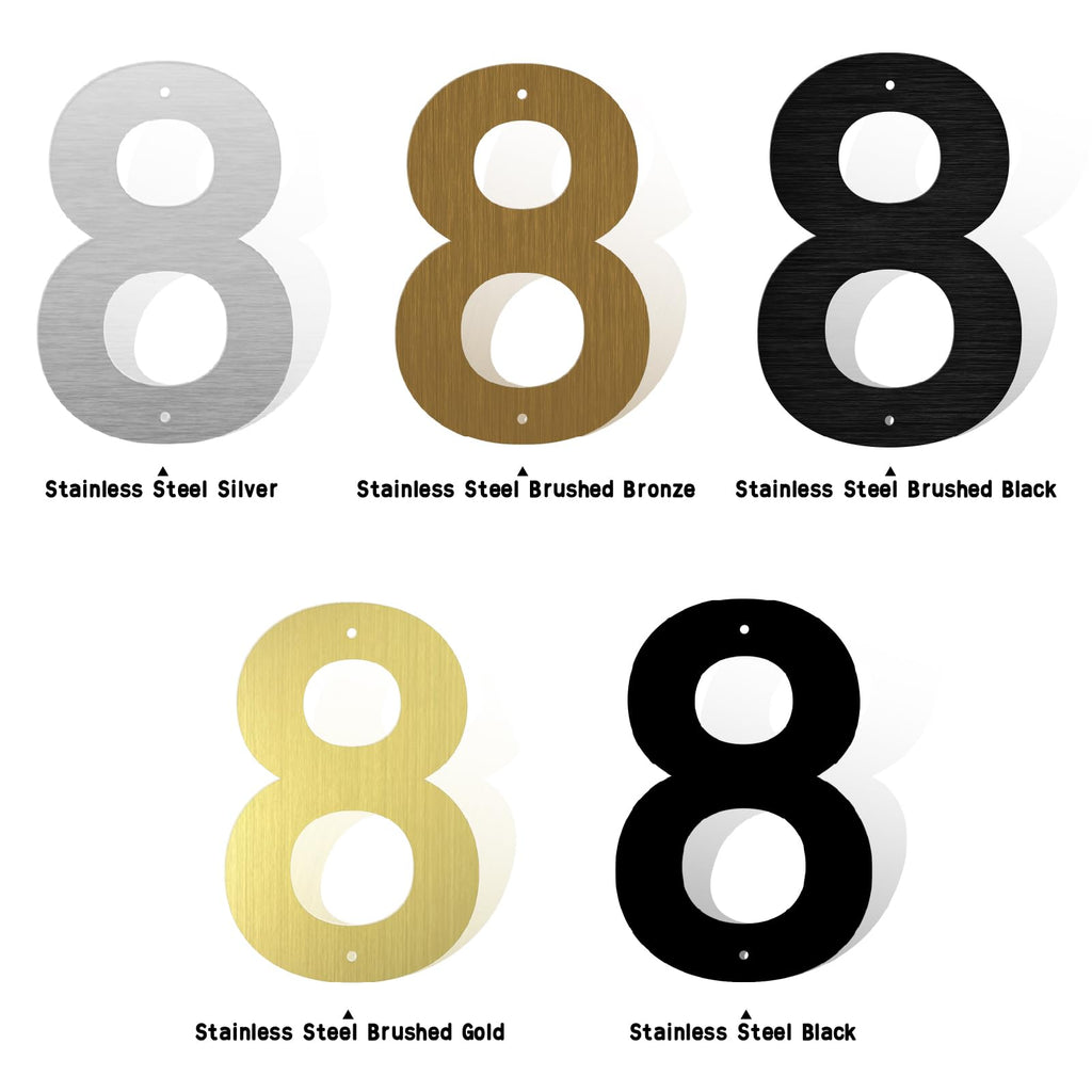 12 Inch Stainless Steel Floating Metal House Numbers, Brushed Gold Metal House Numbers and Letters, Modern Stainless