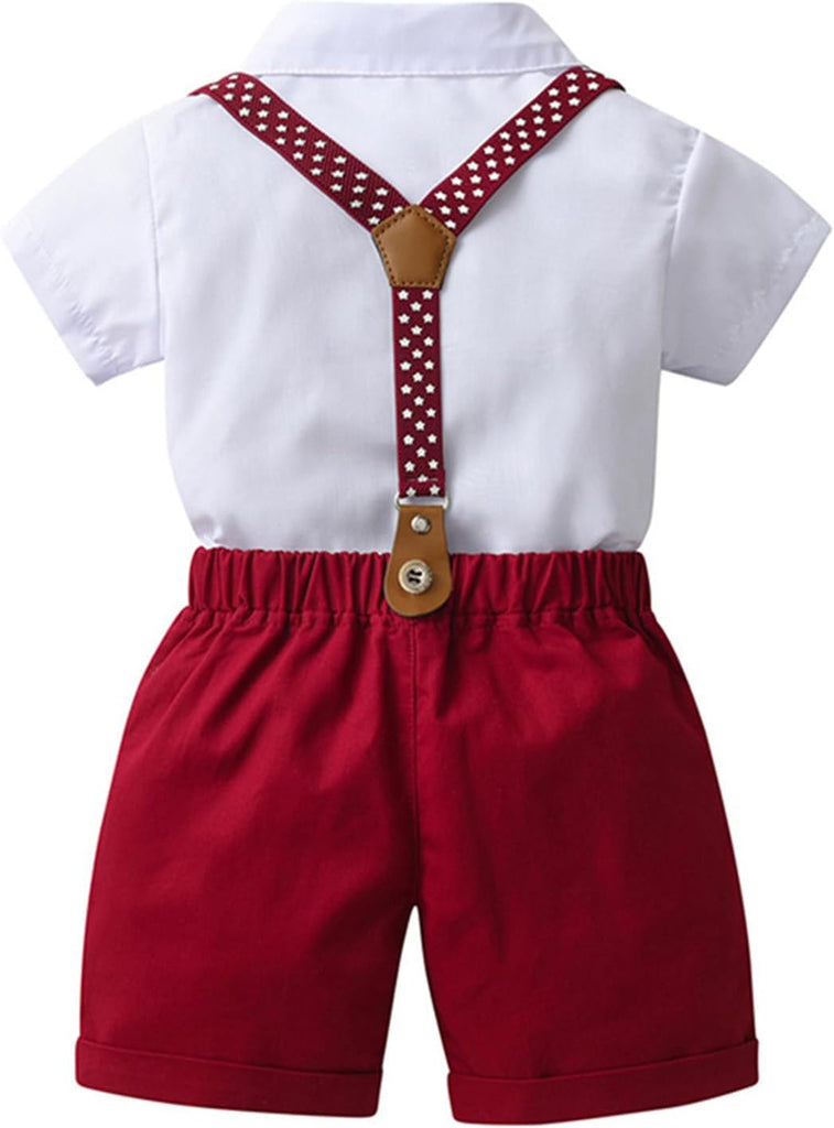Toddler Baby Boy Summer Clothes Overall Shorts Outfits Short Sleeve Button Down Shirt Overalls Kids Dress Suit