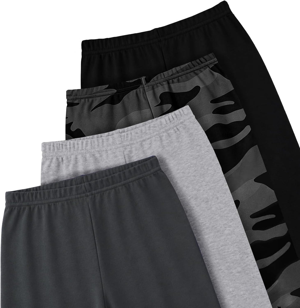 Toddler and Kids Boys Cotton Pants, 4 Pack Joggers Sweatpants for Boys