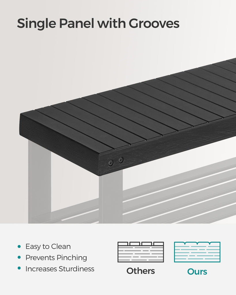 Shoe Rack Bench, 3-Tier Bamboo Entryway Bench, 35.2 Inches Width