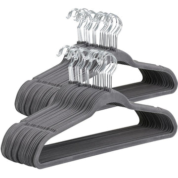 Velvet Hangers 100 Pack, Non-Slip Slim Clothes Hangers, Gray