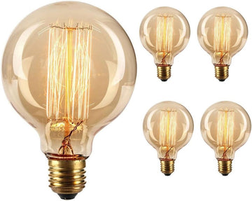 Vintage Edison Bulb,Large Round Edison Antique Light Bulbs-G30/G95 120V - Dimmable Thread Filament Style Nostalgic