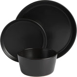 Sofia Coupe 12-Piece Stoneware Dinnerware Set, Service for 4 - Black Plates and Bowls