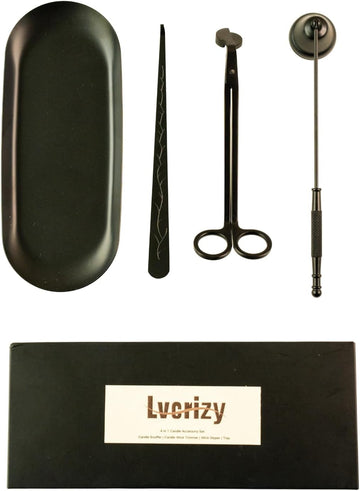 4-in-1 Candle Accessory Set - Candle Wick Trimmer, Candle Snuffer, Wick Dipper & Candle Tray