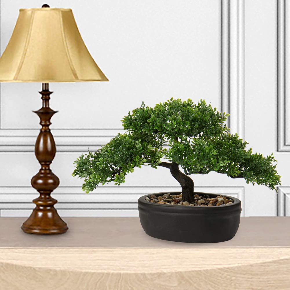 Bonsai Tree Juniper Faux Plants Indoor Small Fake Plants Decor with Ceramic Pots Table Office Desk Bathroom Shelf