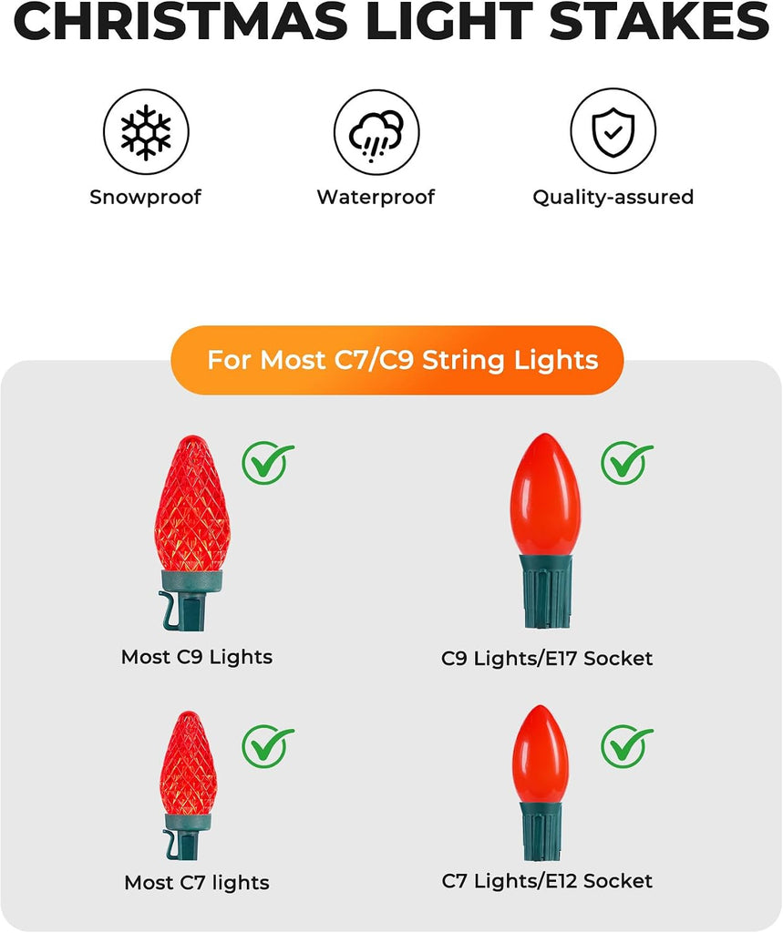 100-Pack 5.5 Inch Christmas Light Yard Stakes for C7 C9 Christmas Lights