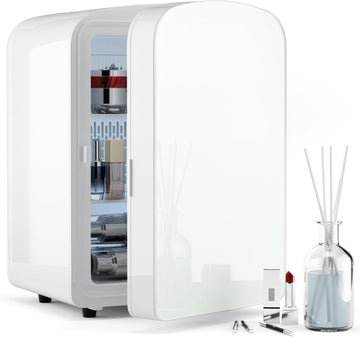 9L Mini Fridge for Bedroom - Car, College Dorm Room & Office Desk 12v Portable Cooler Warmer Skincare, Beauty Makeup