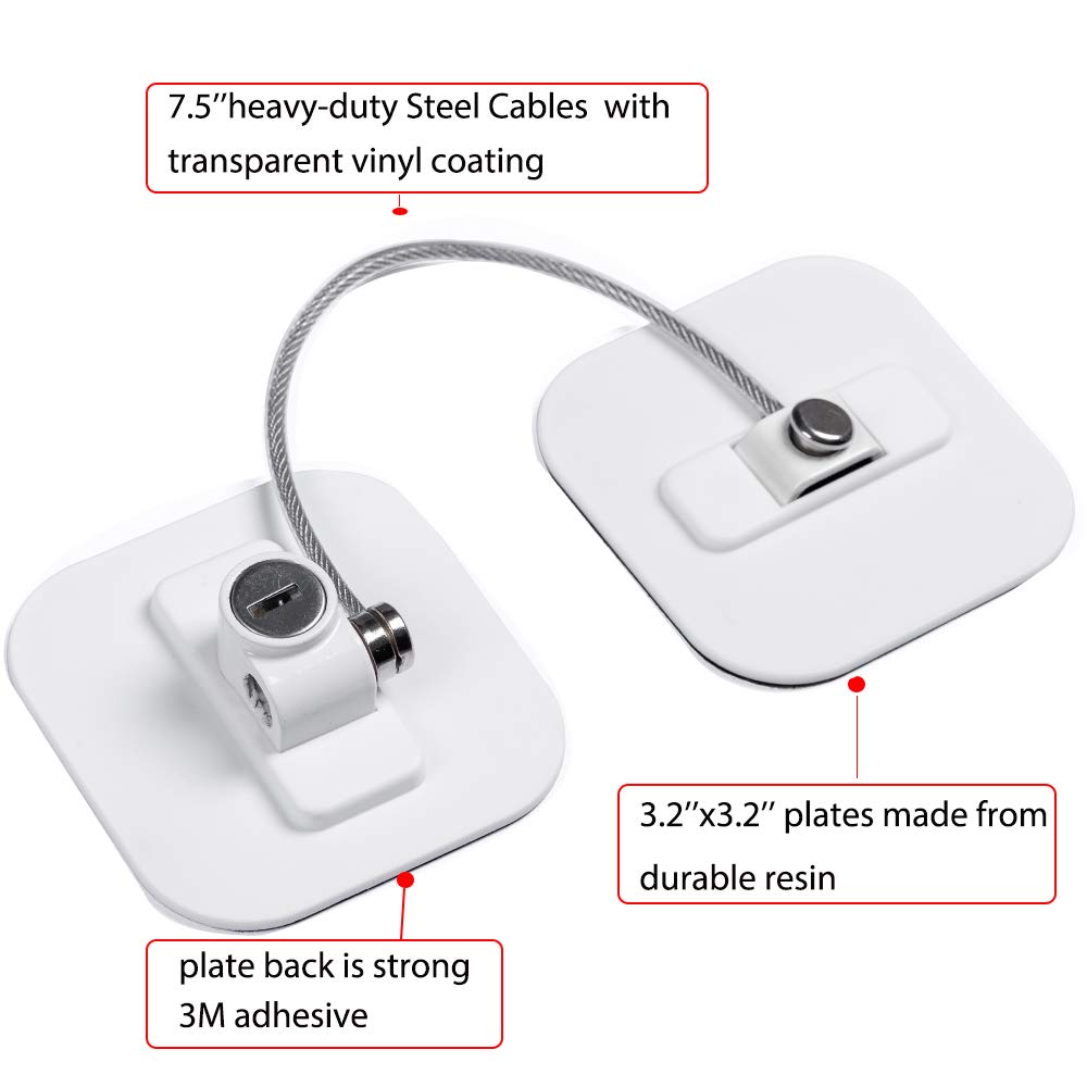 Fridge Lock,Refrigerator Locks,Freezer Lock with Key for Child Safety,Locks to Lock Fridge and Cabinets,White Fridge