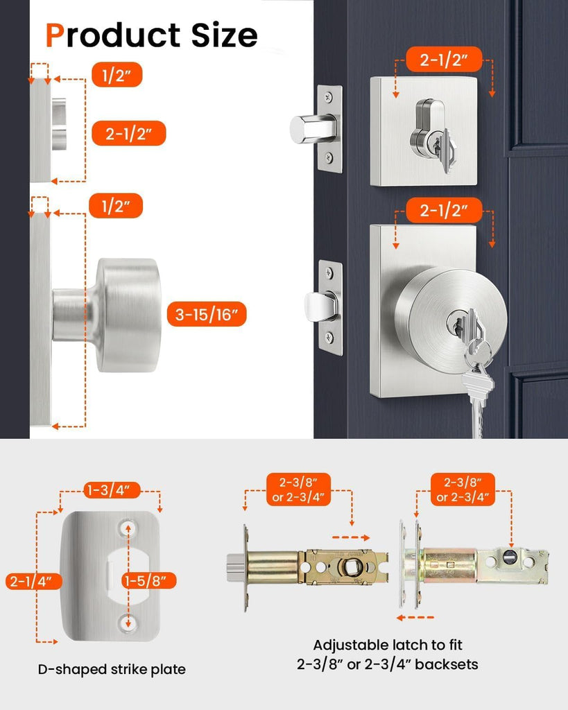 Keyed Alike Brushed Nickel Exterior Door Knob with Deadbolt, 1 Pack