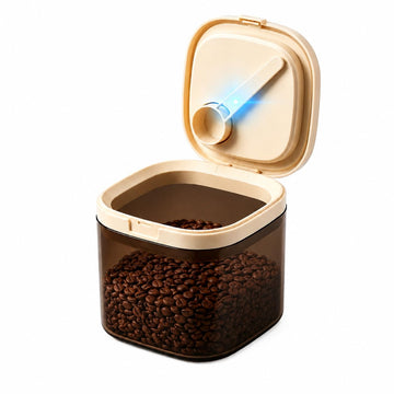 Airtight Food Storage Container with Magnetic Scoop & Built-in Leveler, Coffee Canister with Date Tracker, BPA