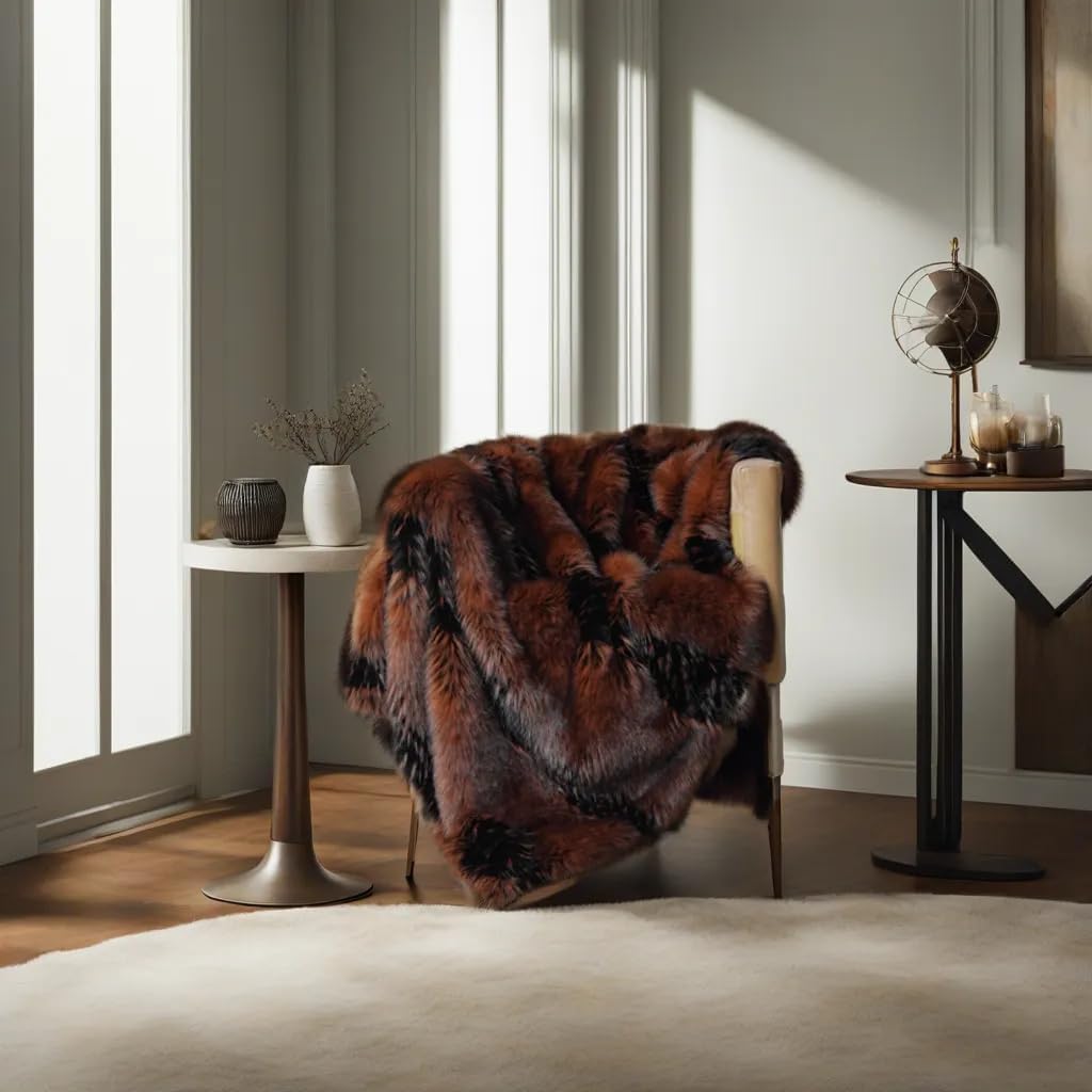 Fox Faux Fur Blanket Luxury Fur Throw Blanket Sofa Fluffy Blanket Super Warm Elegant Cozy Fuzzy Throw Blankets for