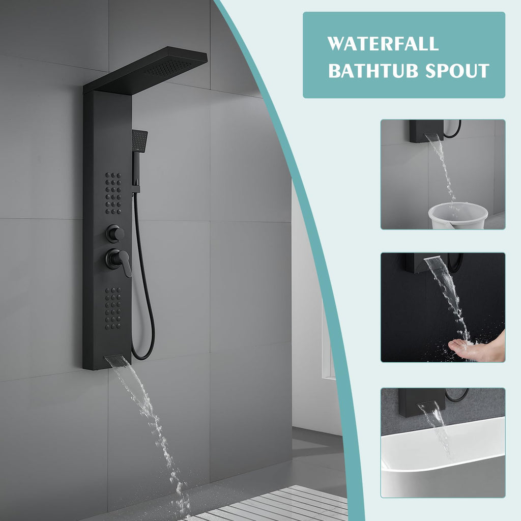 Rainfall Shower Panel System - 4 in 1 Full Body Shower Tower