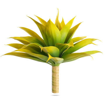 Artificial Agave Fake Plants, Yellow Fake Succuents Plant for Room Decor, Unpotted Faux Agave Plant for