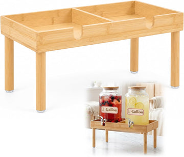 1 Gallon Bamboo Drink Dispenser Stand Beverage Dual Dispenser Stand