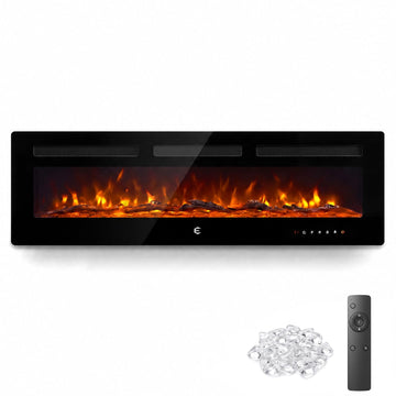 50 Inch Recessed and Wall Mounted Linear Electric Fireplace Insert
