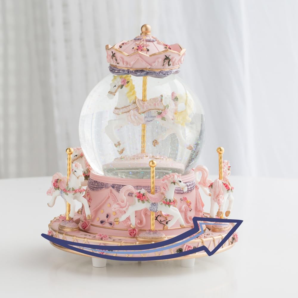 Musical Snow Globe Carousel Music Box Girls Daughter Women