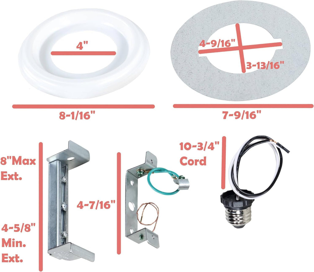 12, Recessed Lighting Converter Kit, 8" Diameter, White Plastic Medallion, Set of 2