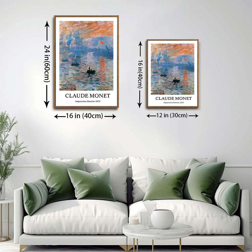 3 Piece Claude Monet Framed Wall Art, Water Lilies Painting Deocr