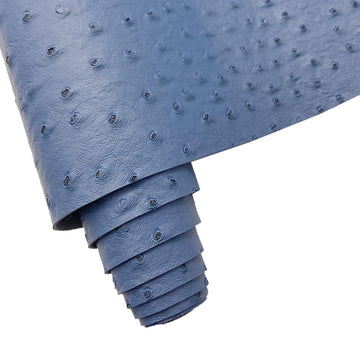 12x54 Inch Blue Ostrich Faux Leather for Upholstery Decoration, Embossed Textured Synthetic Fabric for DIY Bows Wallet
