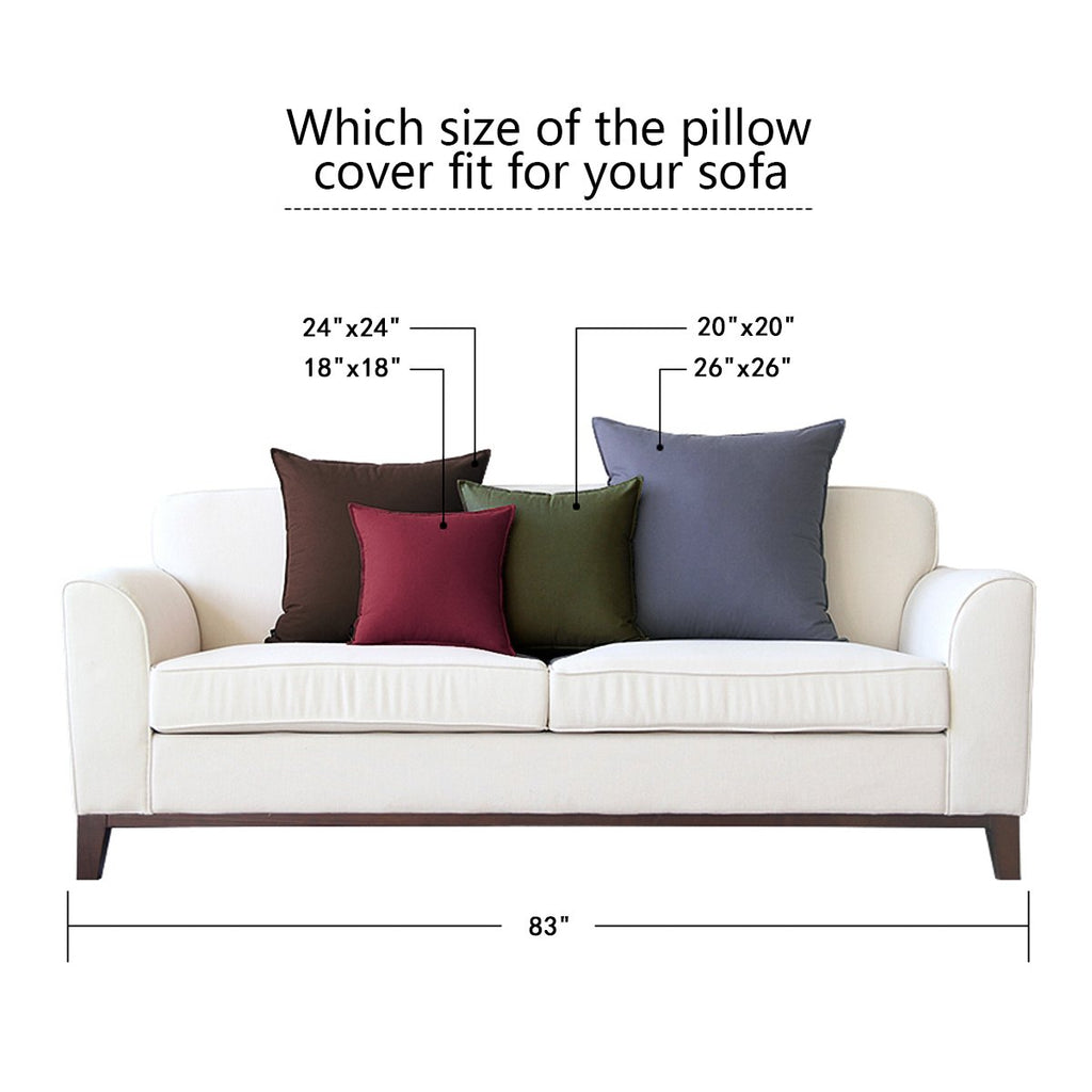 Set of 2 Decorative Cotton Linen Couch Throw Pillow Case 26"x26" Sofa Pillow Durable Classy, Comfortable Cushion