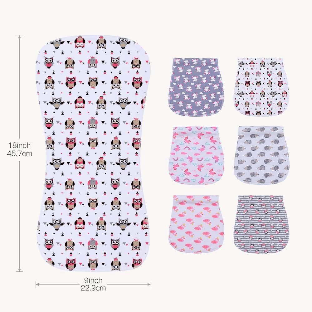 6‐Pack Cotton Baby Burp Cloths, Soft Absorbent for Boys & Girls