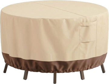 Patio Outdoor Furniture Covers Waterproof, Round Outdoor Table Cover | Heavy Duty 600D Oxford Patio Table and Chairs