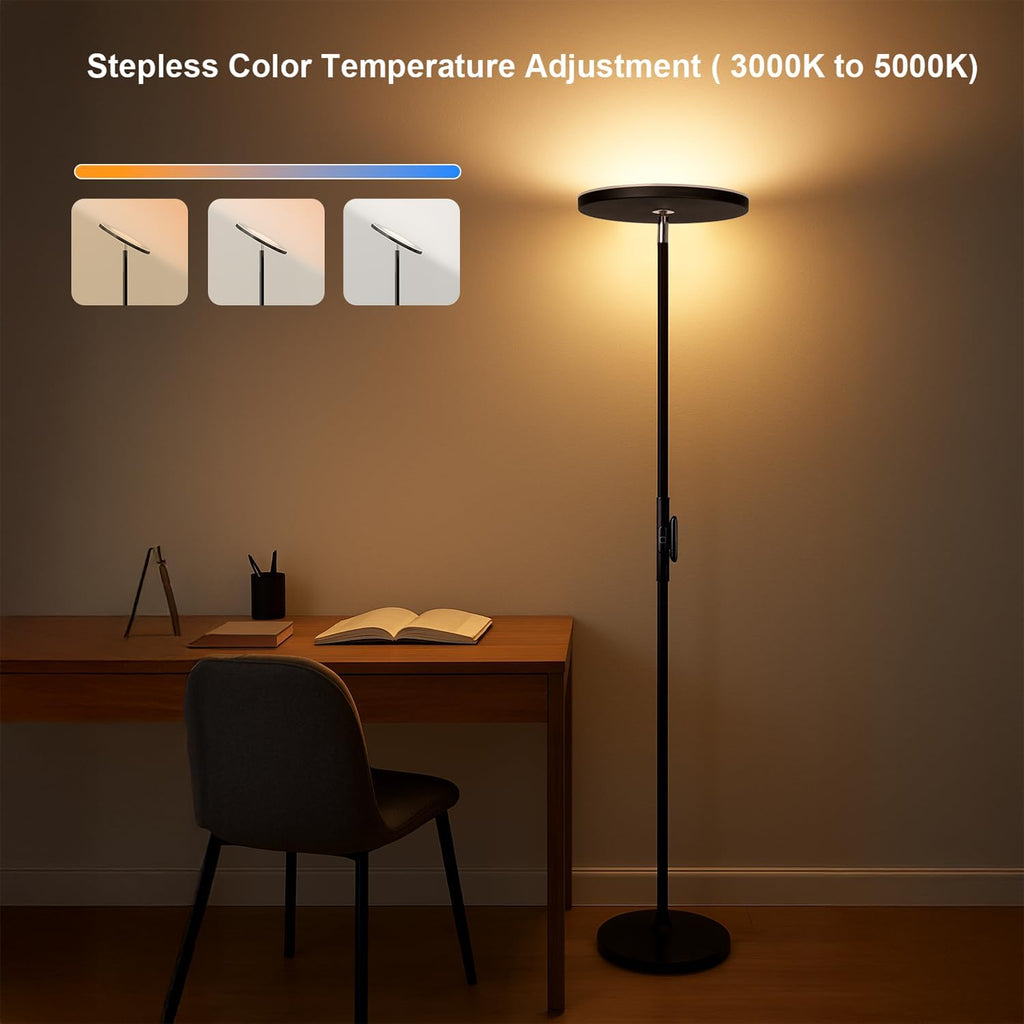 Floor Lamp,30W/2400LM Sky LED Modern Torchiere 3 Color Temperatures Super Bright-Tall Standing Pole Light with Remote