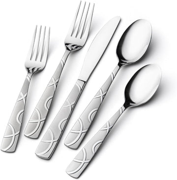 60 Pieces Stainless Steel Silverware Set, Modern Flatware Set for Kitchen, Mirror Polished Cutlery Set with Forks