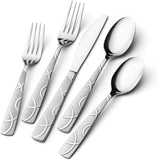 40 Pieces Stainless Steel Silverware Set, Modern Flatware Set for Kitchen, Mirror Polished Cutlery Set with Forks