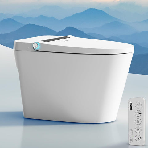 Smart One-Piece Toilet with Built-In Heated Bidet Seat, Auto Flush, Foot Sensor Flush, Built-In Tank, Pump-Assisted System, Warm Water, Air Dryer, LED Display, Night Light