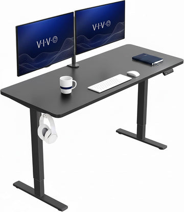 Black 60 x 24 in Standing Desk, DESK-KIT-1B6B | Electric, Holds 220 lbs, Sit Stand, Height Adjustable, Solid