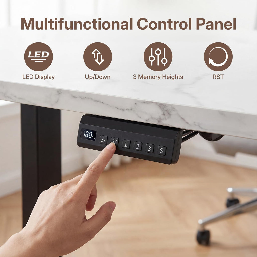 55" L-Shaped Electric Standing Desk with Drawers & Cabinet