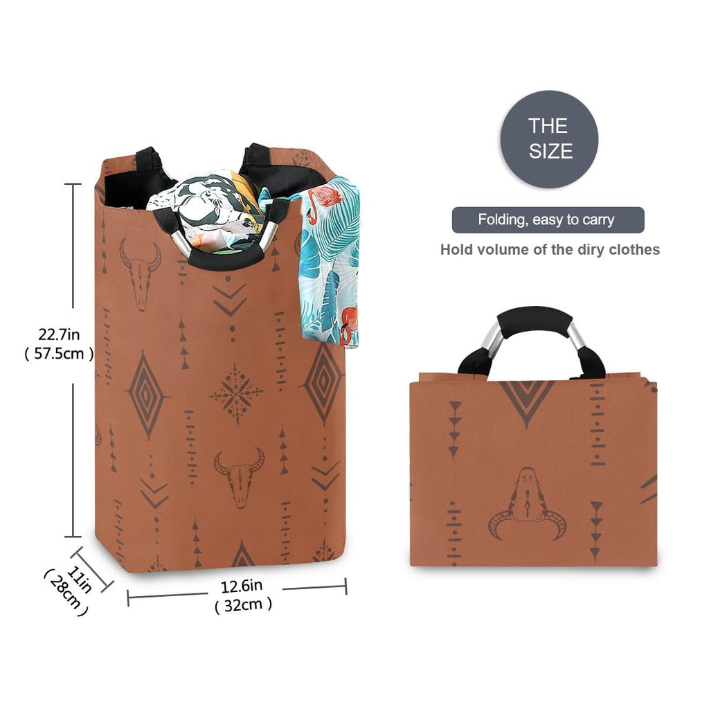 Western Bull Boho Large Laundry Hamper Basket, Collapsible Laundry Bag Storage Bins Baskets with Handles for Laundry